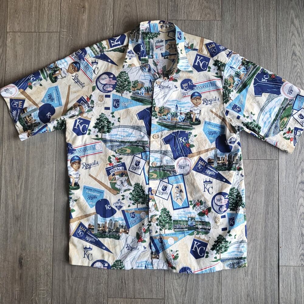 Reyn Spooner Kansas City Royals Hawaiian Shirt MLB World Series Legacy Men’s M